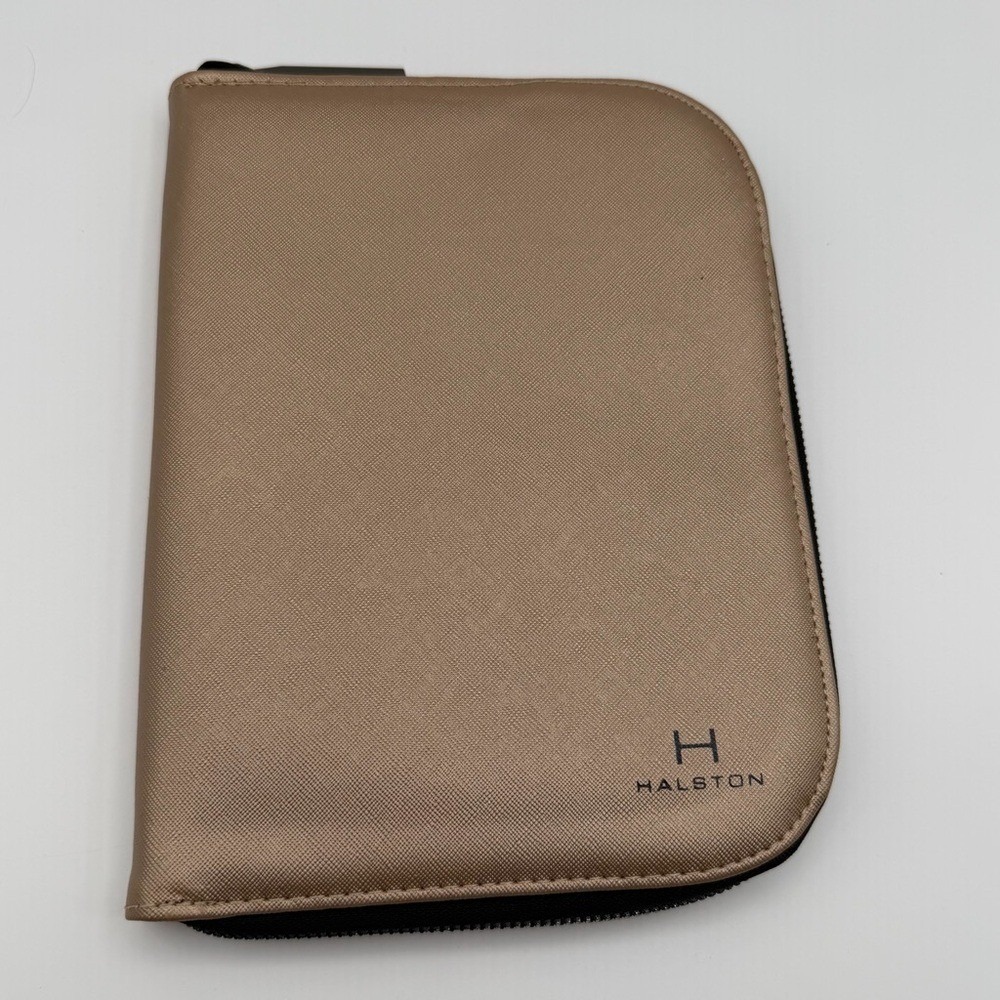 Halston Zip Around Travel Jewelry Organizer Case Faux Leather Storage‎ Portfolio